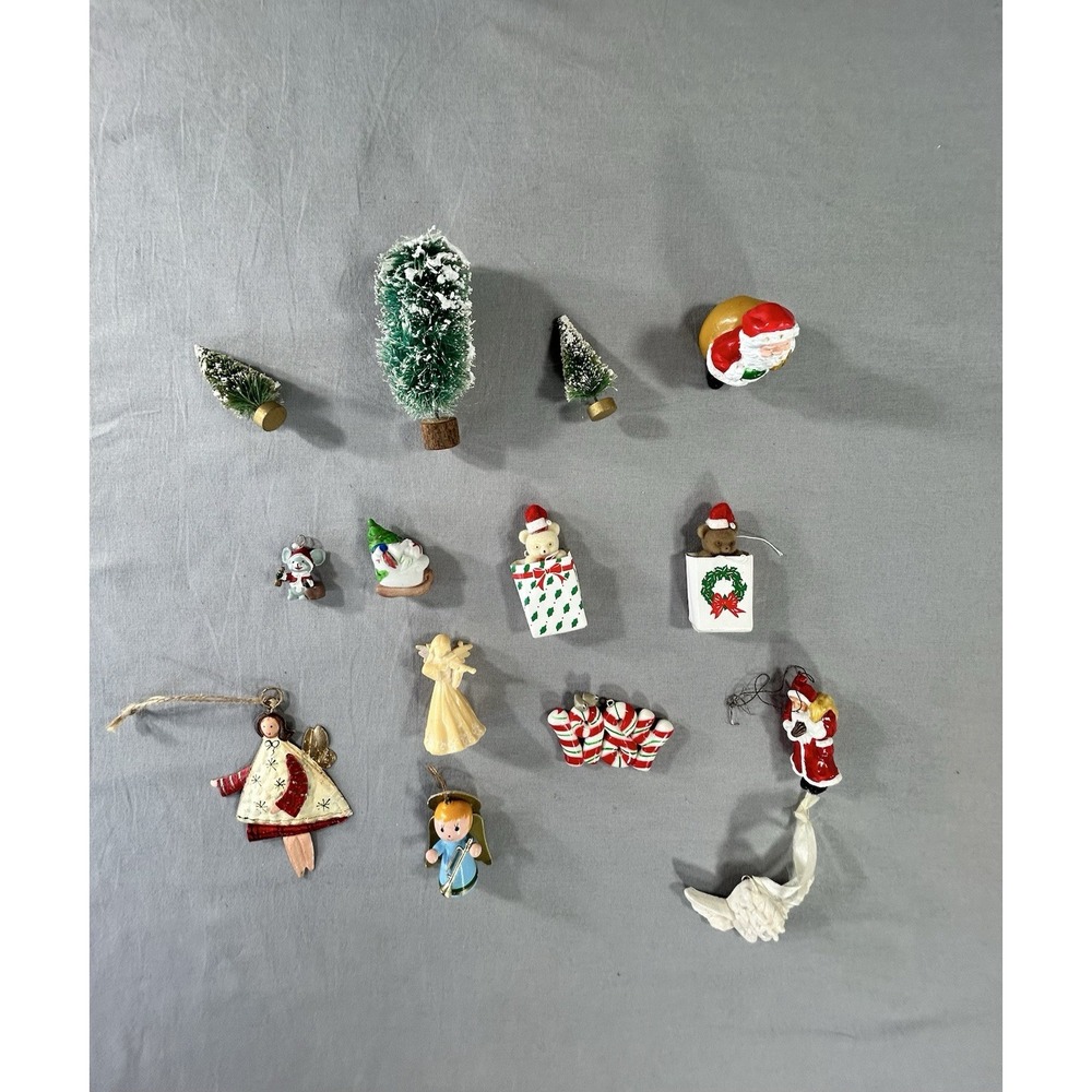 Vintage 80's Christmas Ornaments Miscellaneous Lot Of 14 Have Wear